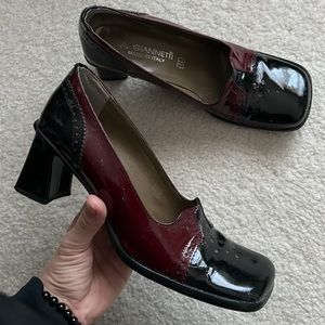 Women's Black and Burgundy Heels